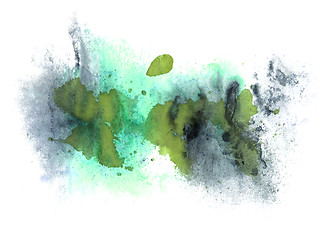 Image showing abstract drawing stroke ink watercolor brush blue, green water c