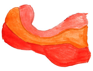 Image showing abstract drawing orange, red stroke ink watercolor brush water c