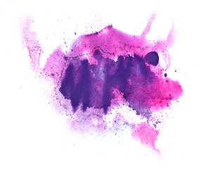 Image showing abstract drawing stroke ink watercolor purple brush water color 