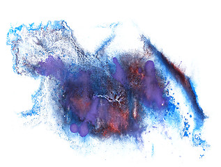 Image showing abstract red, blue drawing stroke ink watercolor brush water col