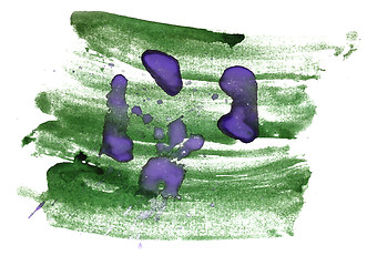 Image showing abstract purple, green drawing stroke ink watercolor brush water