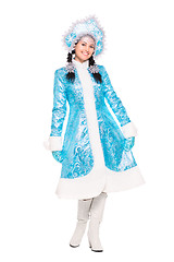 Image showing Young brunette posing in winter costume