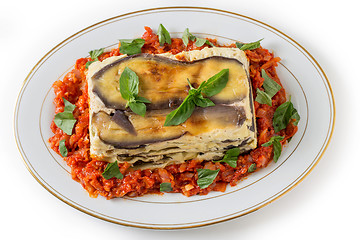 Image showing Vegetable lasagne top view