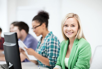 Image showing student with computer studying at school