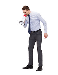 Image showing angry businessman with megaphone