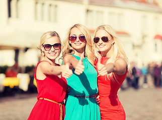 Image showing three beautiful women in the city