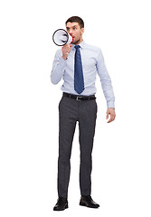 Image showing angry businessman with megaphone
