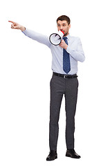 Image showing angry businessman with megaphone