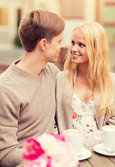 Image showing romantic happy couple in the cafe