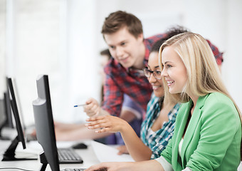 Image showing students with computer studying at school