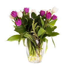 Image showing Messy bouquet of tulips