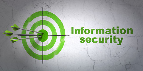 Image showing Security concept: target and Information Security on wall background