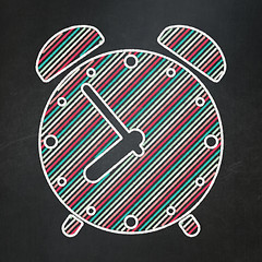 Image showing Timeline concept: Alarm Clock on chalkboard background