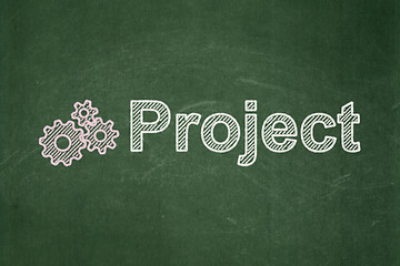 Image showing Finance concept: Gears and Project on chalkboard background