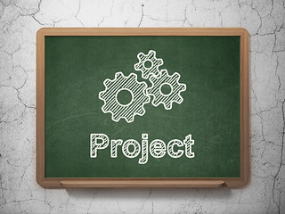 Image showing Finance concept: Gears and Project on chalkboard background