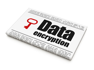 Image showing Privacy concept: newspaper with Data Encryption and Key