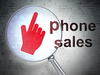 Image showing Advertising concept: Mouse Cursor and Phone Sales with optical glass