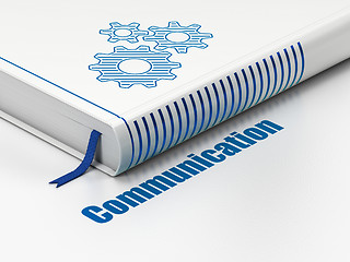 Image showing Advertising concept: book Gears, Communication on white background