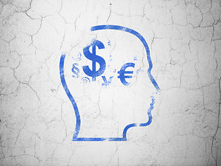 Image showing Marketing concept: Head With Finance Symbol on wall background