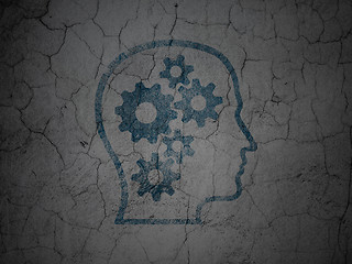 Image showing Data concept: Head With Gears on grunge wall background