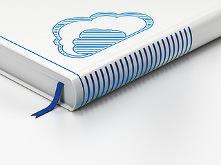 Image showing Cloud technology concept: closed book, Cloud on white background