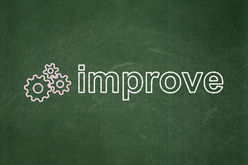 Image showing Finance concept: Gears and Improve on chalkboard background