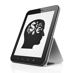 Image showing Business concept: Head With Finance Symbol on tablet pc computer