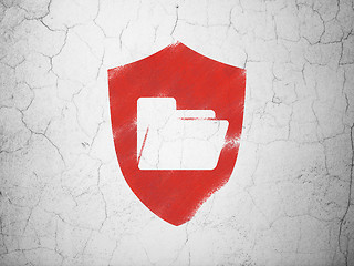 Image showing Finance concept: Folder With Shield on wall background