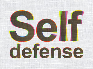 Image showing Protection concept: Self Defense on fabric texture background