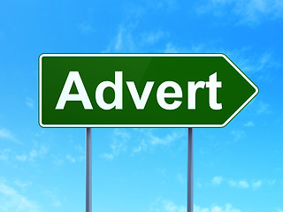 Image showing Marketing concept: Advert on road sign background