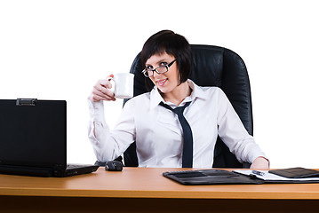 Image showing Business woman with laptop