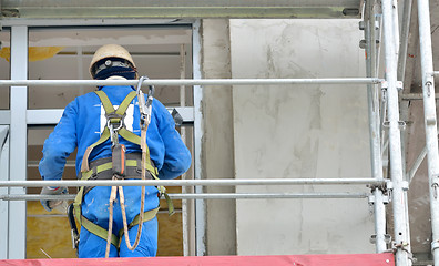 Image showing worker on a scaffold