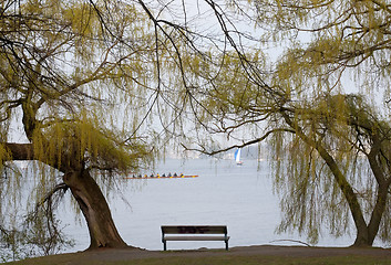 Image showing bench at the lake