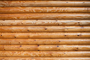 Image showing timber logs wall closeup texture pattern