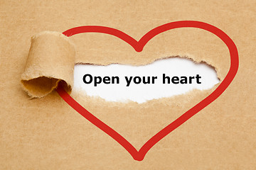 Image showing Open Your Heart Torn Paper