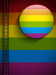 Image showing Gay Flag Button on Jeans Fabric Texture