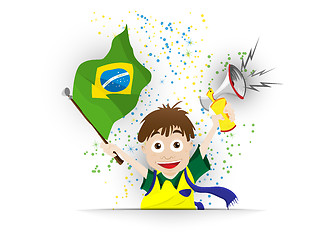 Image showing Brazil Sport Fan with Flag and Horn