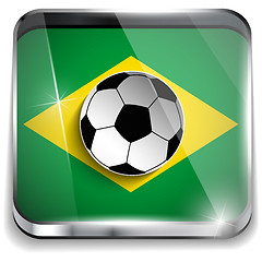 Image showing Brazil Flag with Soccer Ball Background