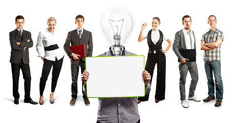 Image showing Business Team With Lamp Head