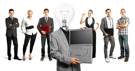 Image showing Business Team With Lamp Head