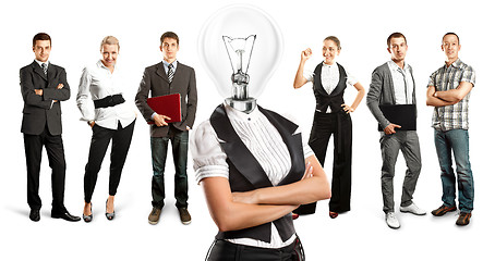 Image showing Business Team With Lamp Head