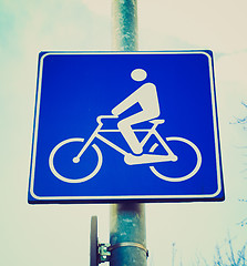 Image showing Retro look Bike lane sign