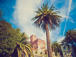 Image showing Retro look Albertis Castle in Genoa Italy