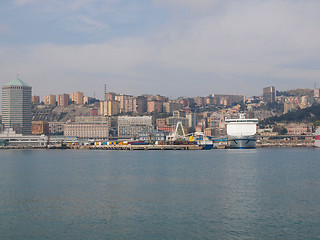 Image showing View of Genoa Italy from the sea