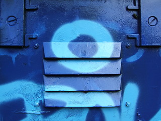 Image showing Tagged door close-up