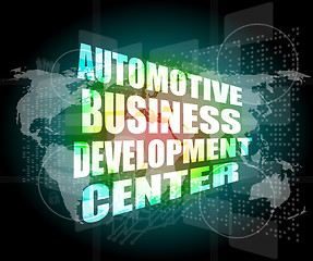 Image showing business concept, automotive business development center digital touch screen interface