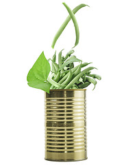 Image showing Tin Can With Raw Green Beans