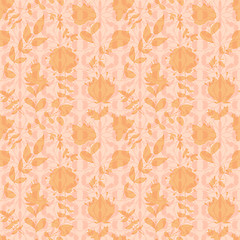 Image showing neutral floral wallpaper. plant swirls and curves