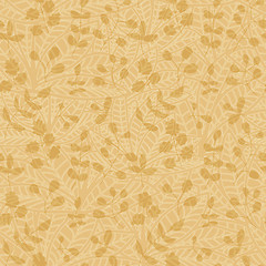 Image showing neutral floral wallpaper. plant swirls and curves