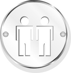 Image showing icon button with two man inside isolated on white